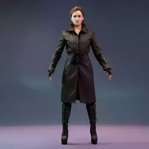 Raincoat Girl in Boots A Pose Low-poly 3D model