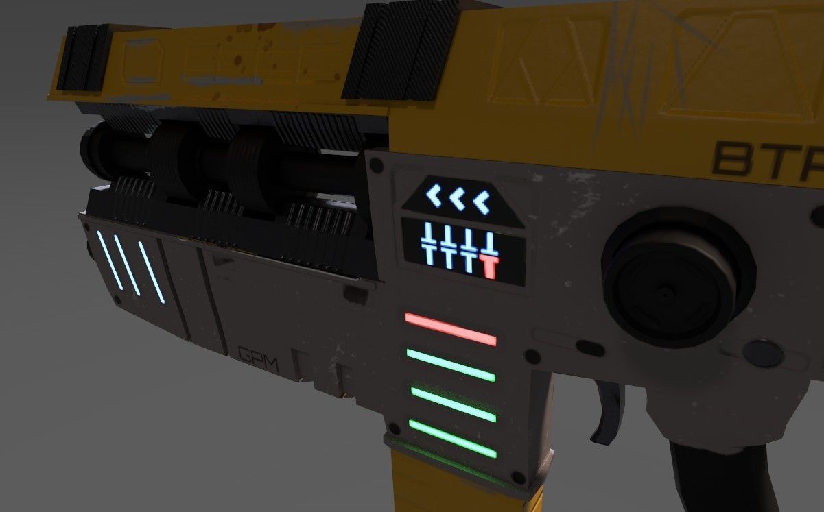 3D Gun sci-fi Low-poly 3D model_7