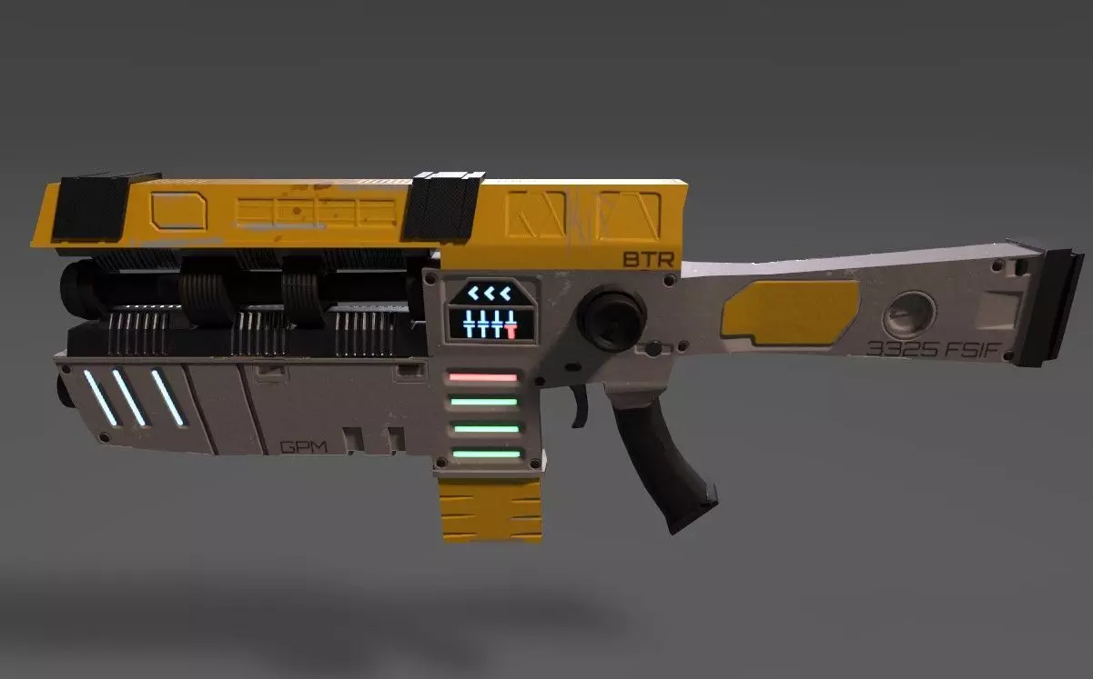 3D Gun sci-fi Low-poly 3D model_0