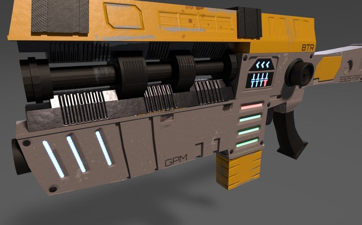 3D Gun sci-fi Low-poly 3D model_5
