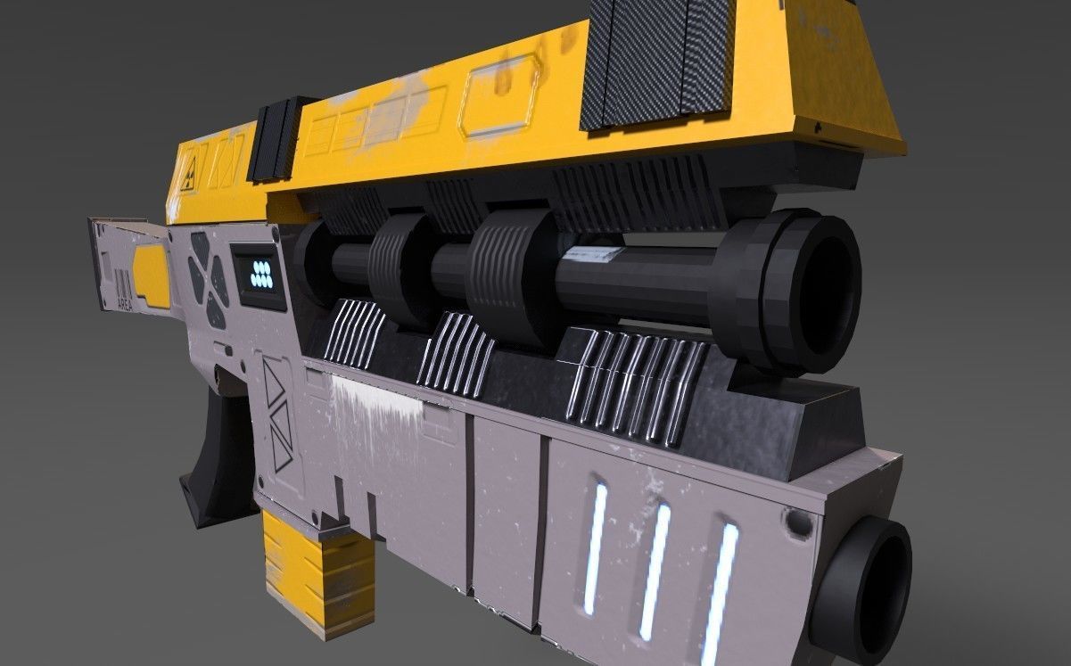 3D Gun sci-fi Low-poly 3D model_3