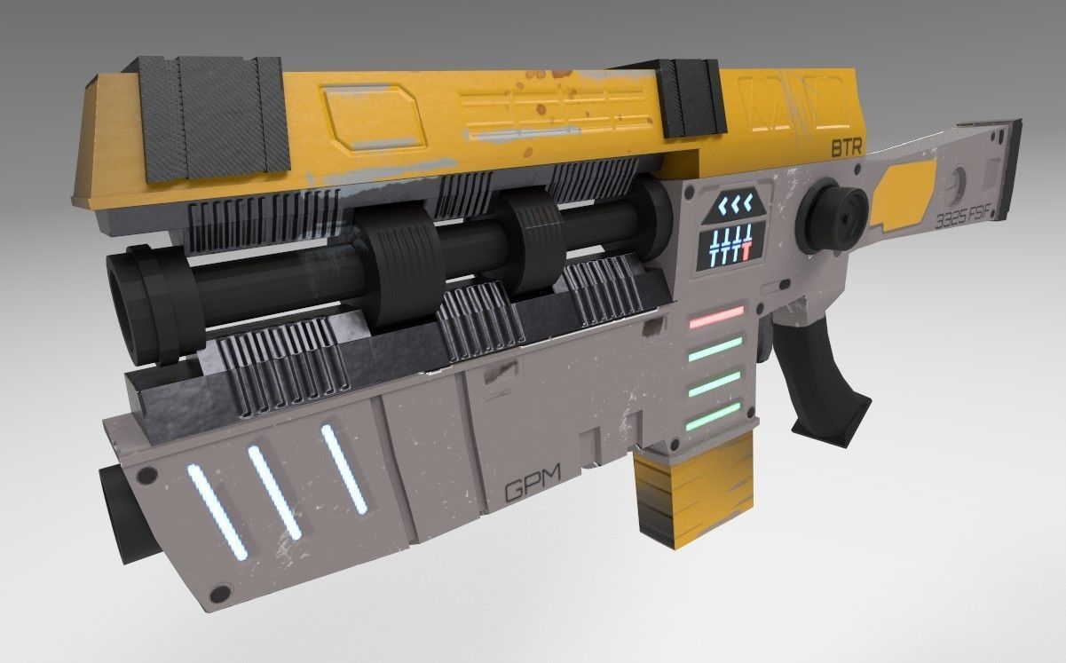 3D Gun sci-fi Low-poly 3D model_6