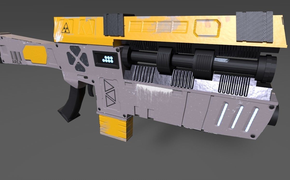 3D Gun sci-fi Low-poly 3D model_2