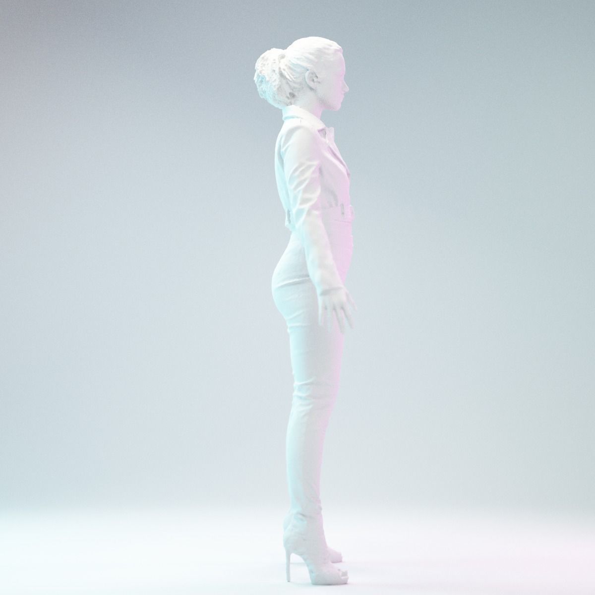 A Pose Girl in Leather Snake Suit and Heels Low-poly 3D model_4