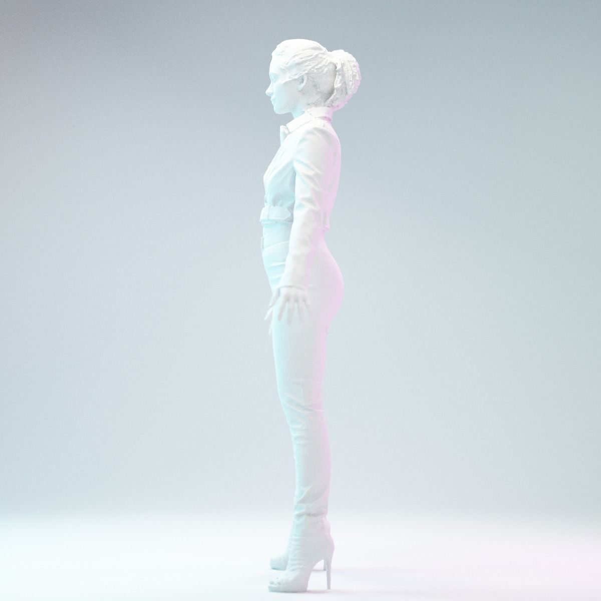 A Pose Girl in Leather Snake Suit and Heels Low-poly 3D model_10