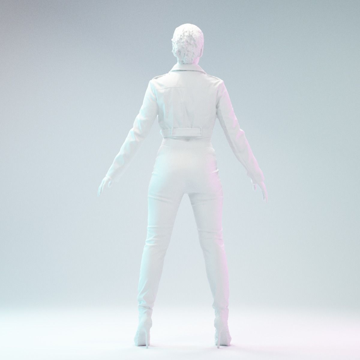 A Pose Girl in Leather Snake Suit and Heels Low-poly 3D model_7
