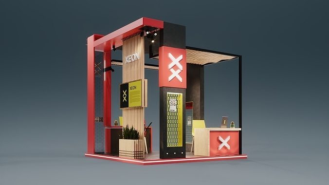 Minimalist 3x3m Booth v2 OCTANE x C4D 3D model