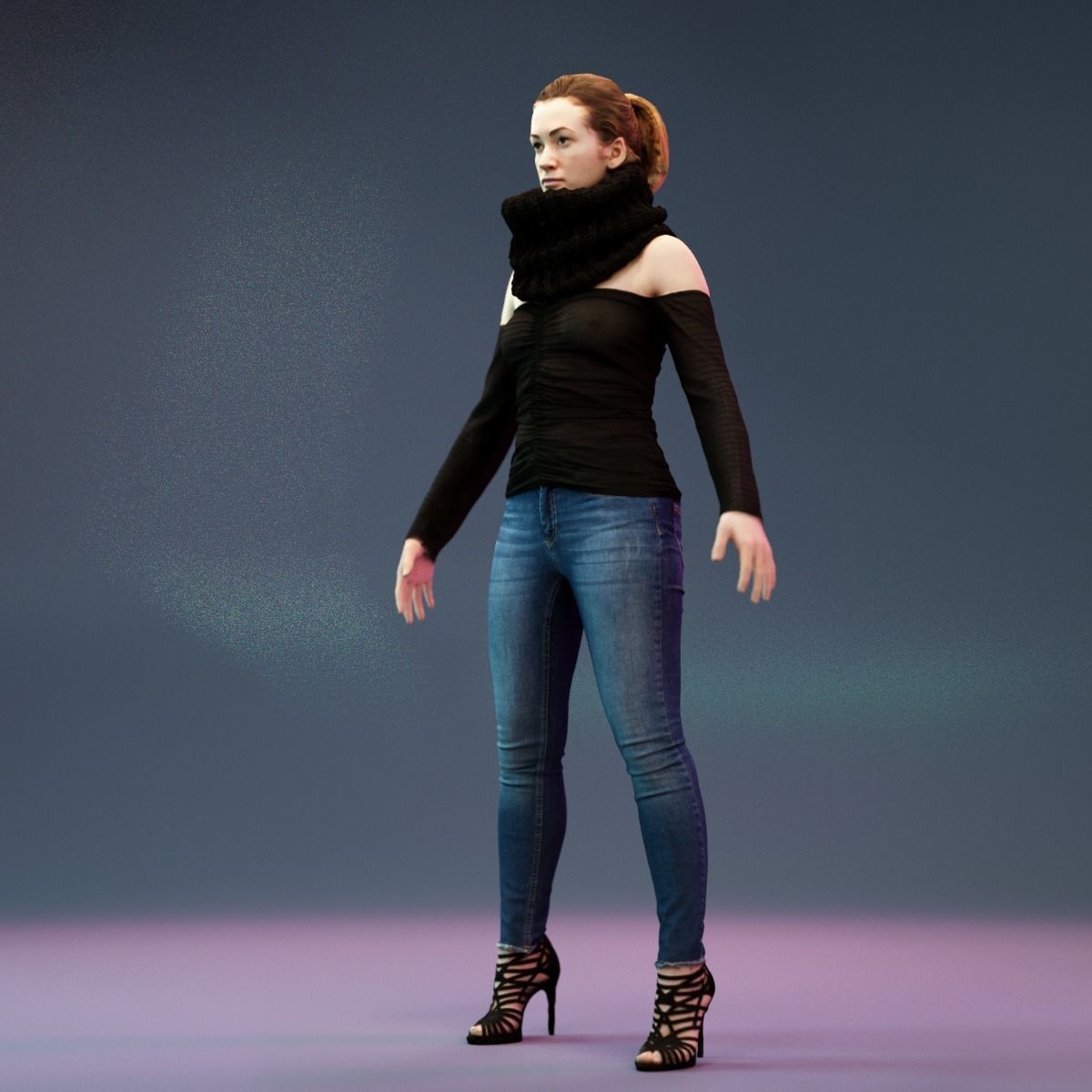 6 A Pose Girls in Various Outfits 3D Model Collection_9