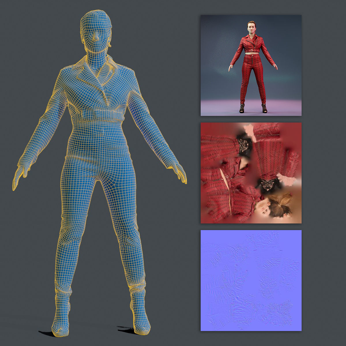 6 A Pose Girls in Various Outfits 3D Model Collection_3