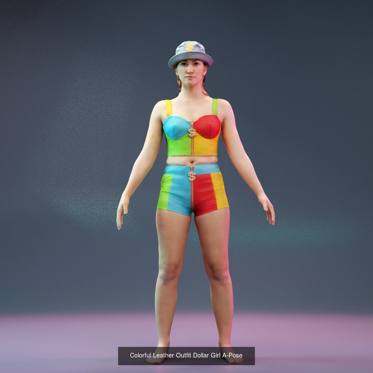 6 A Pose Girls in Various Outfits 3D Model Collection_13
