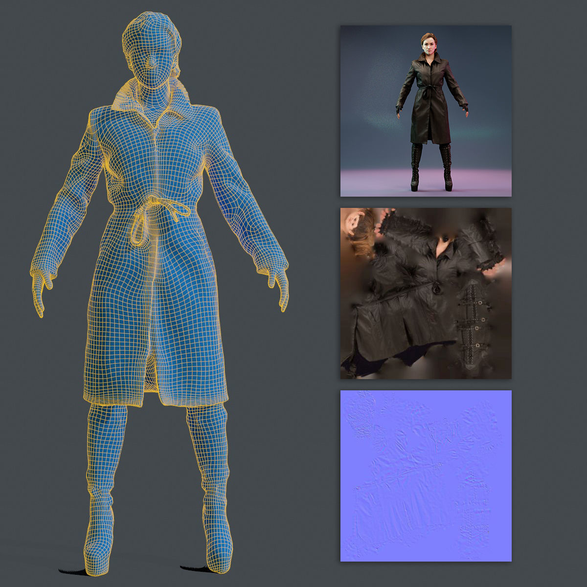 6 A Pose Girls in Various Outfits 3D Model Collection_18