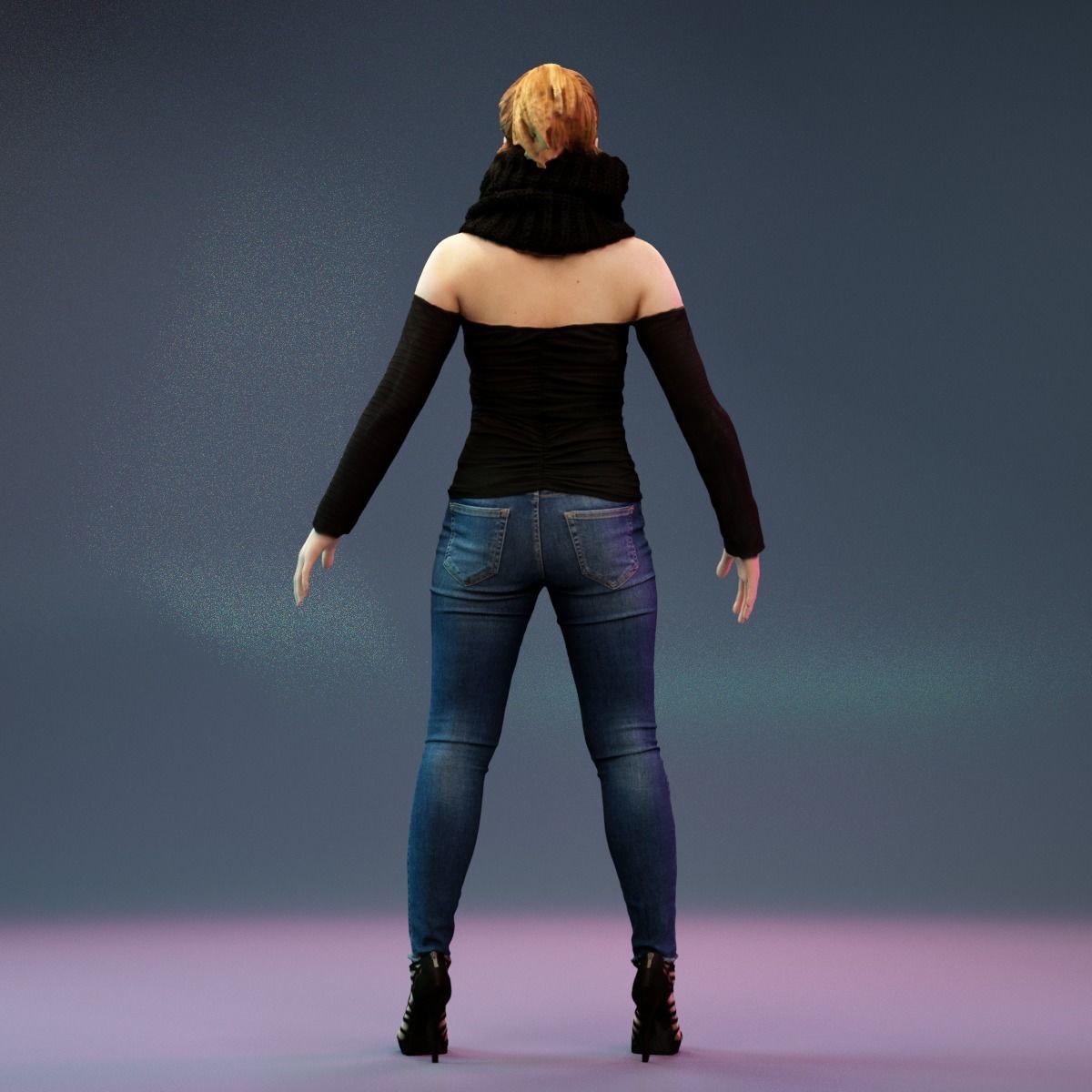 6 A Pose Girls in Various Outfits 3D Model Collection_11