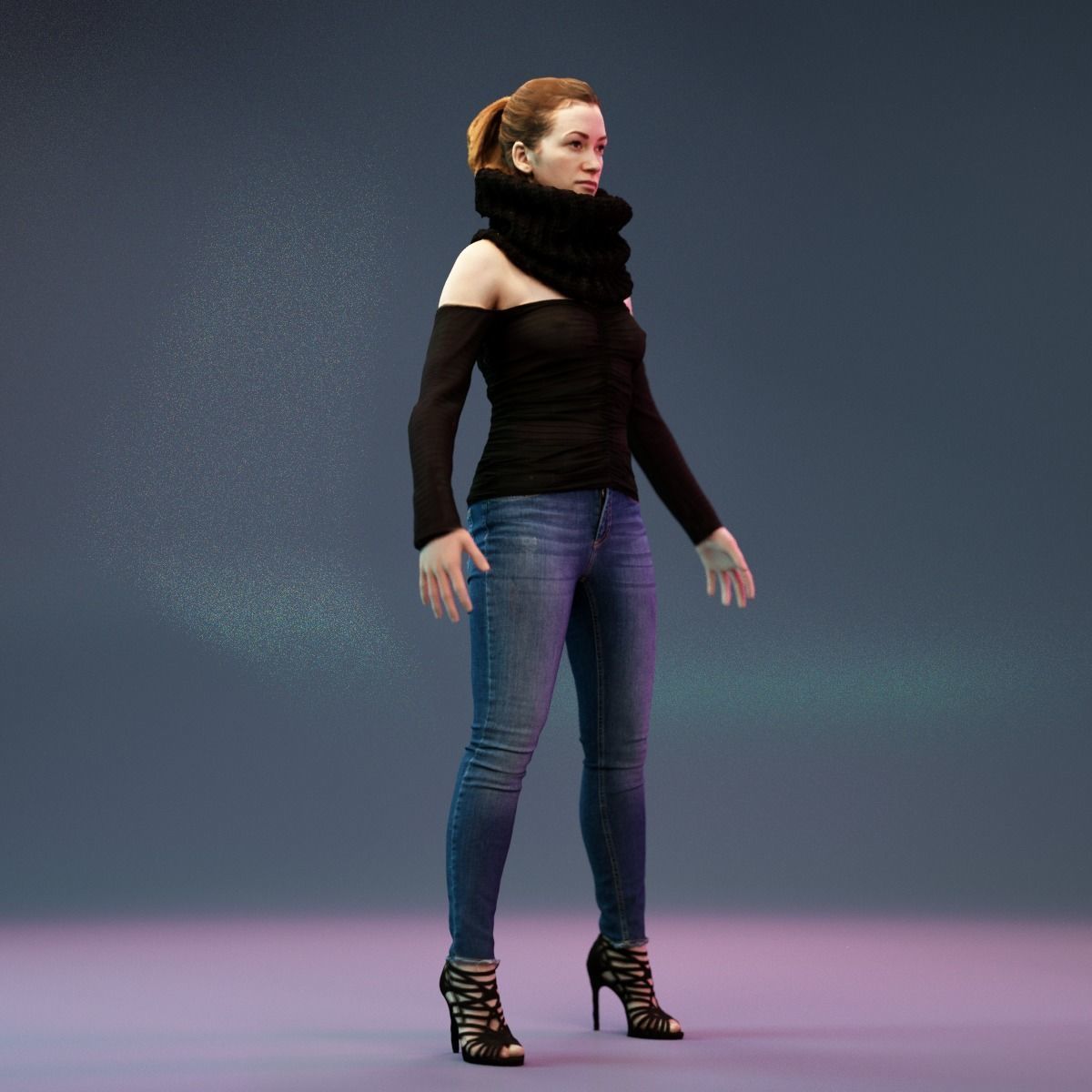 6 A Pose Girls in Various Outfits 3D Model Collection_10