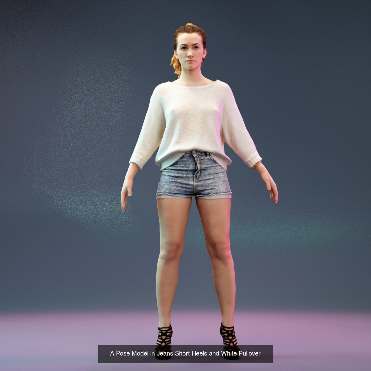 6 A Pose Girls in Various Outfits 3D Model Collection_4