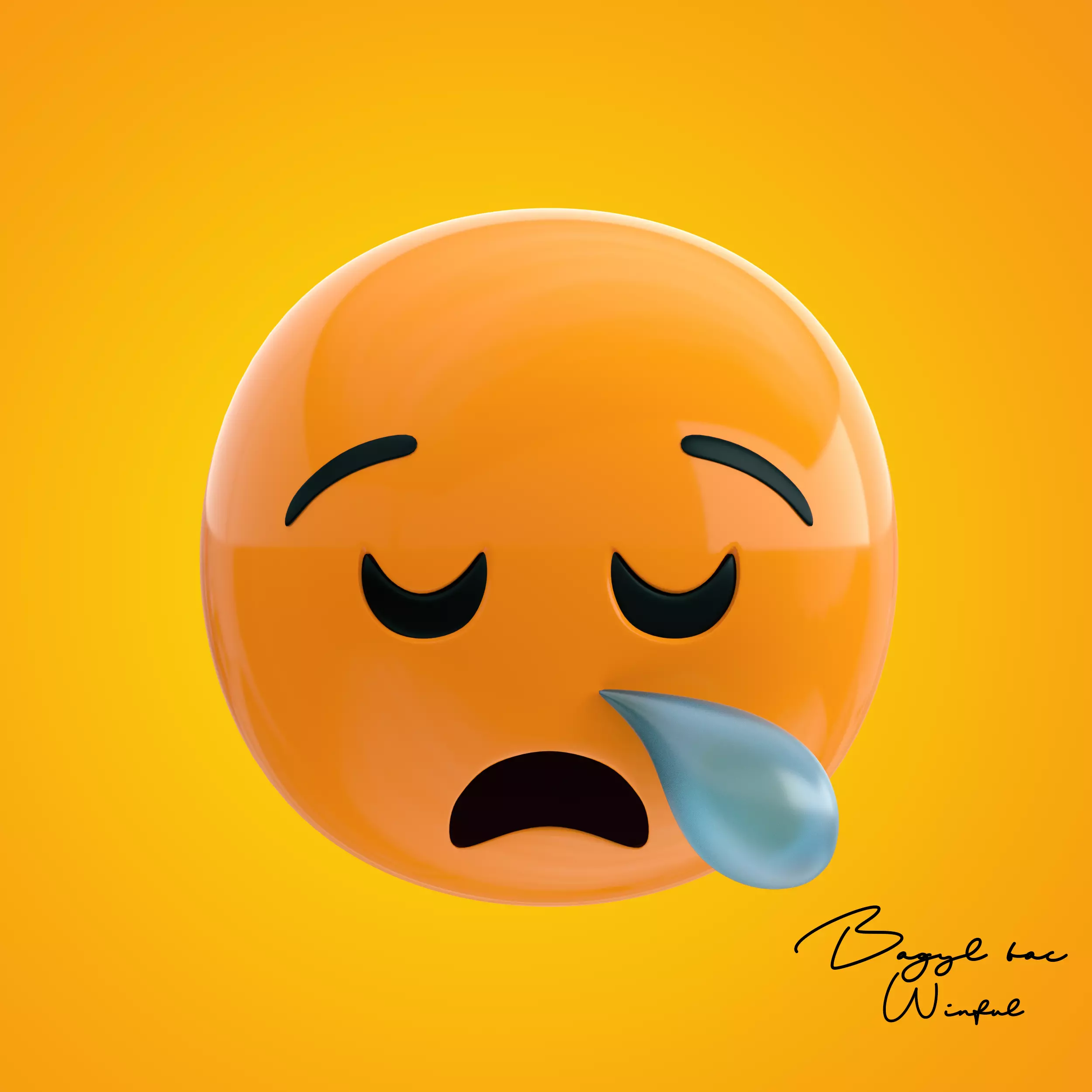 Emoji Sleepy Low-poly 3D model