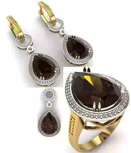 WOMAN SET RING EARRINGS AND PENDANT