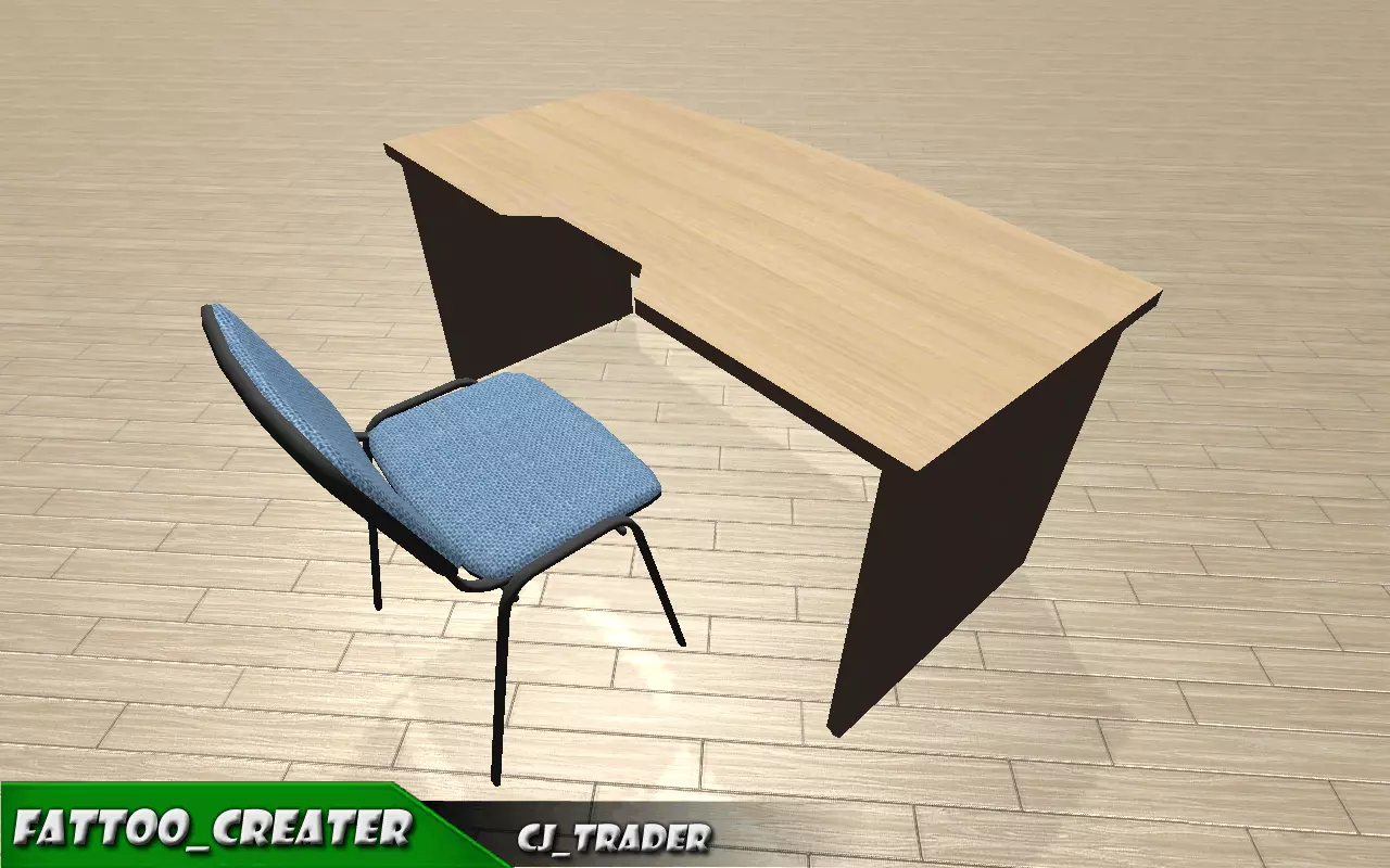 Office reception furniture set low poly 3d model Low-poly 3D model