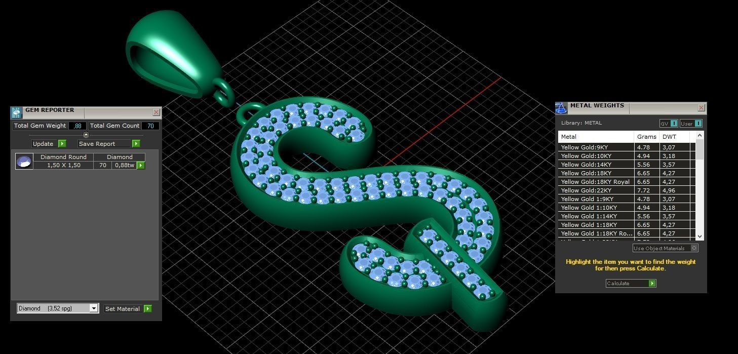 S LETTER PENDANT  3D print model_8