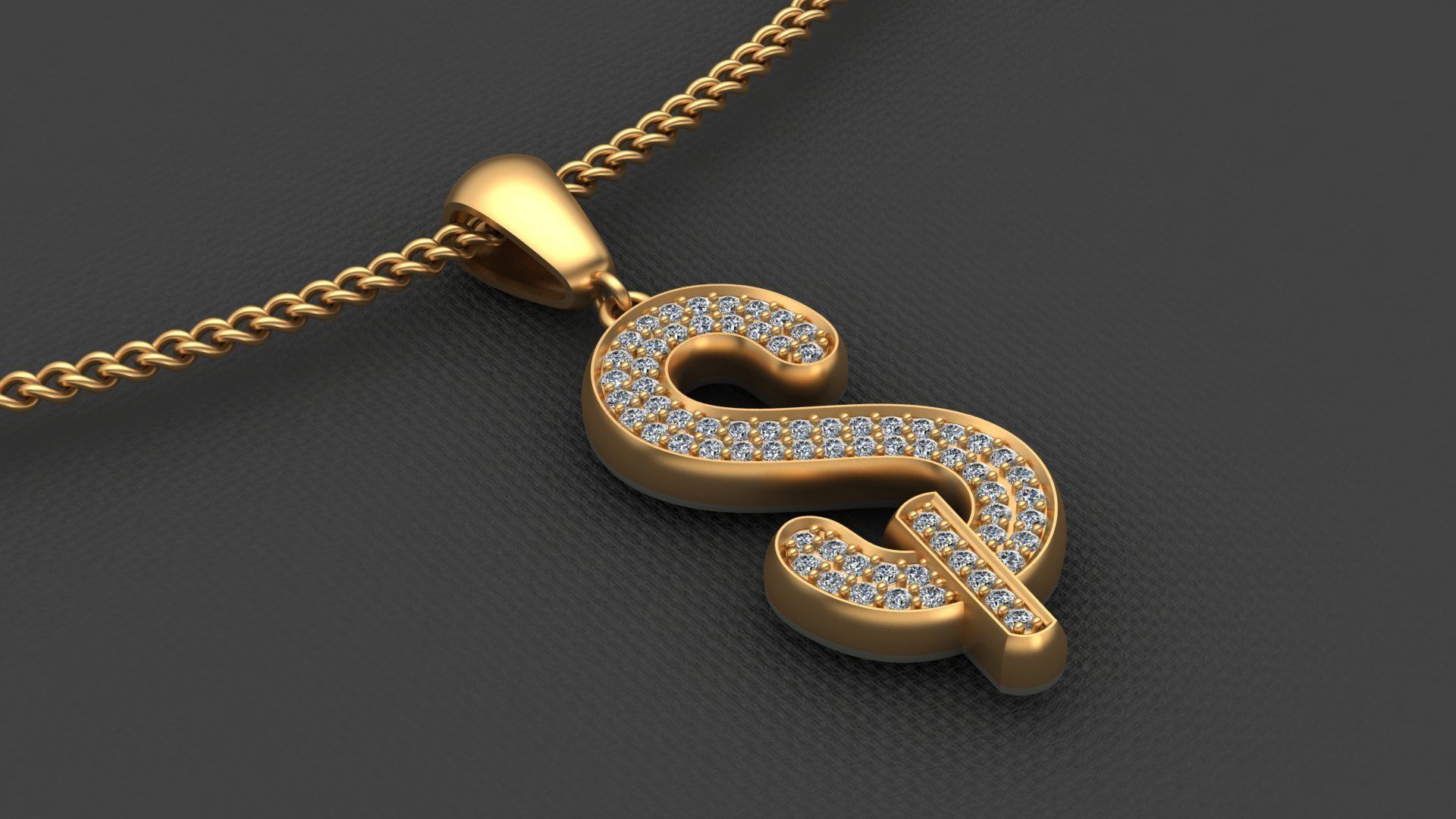 S LETTER PENDANT  3D print model_1