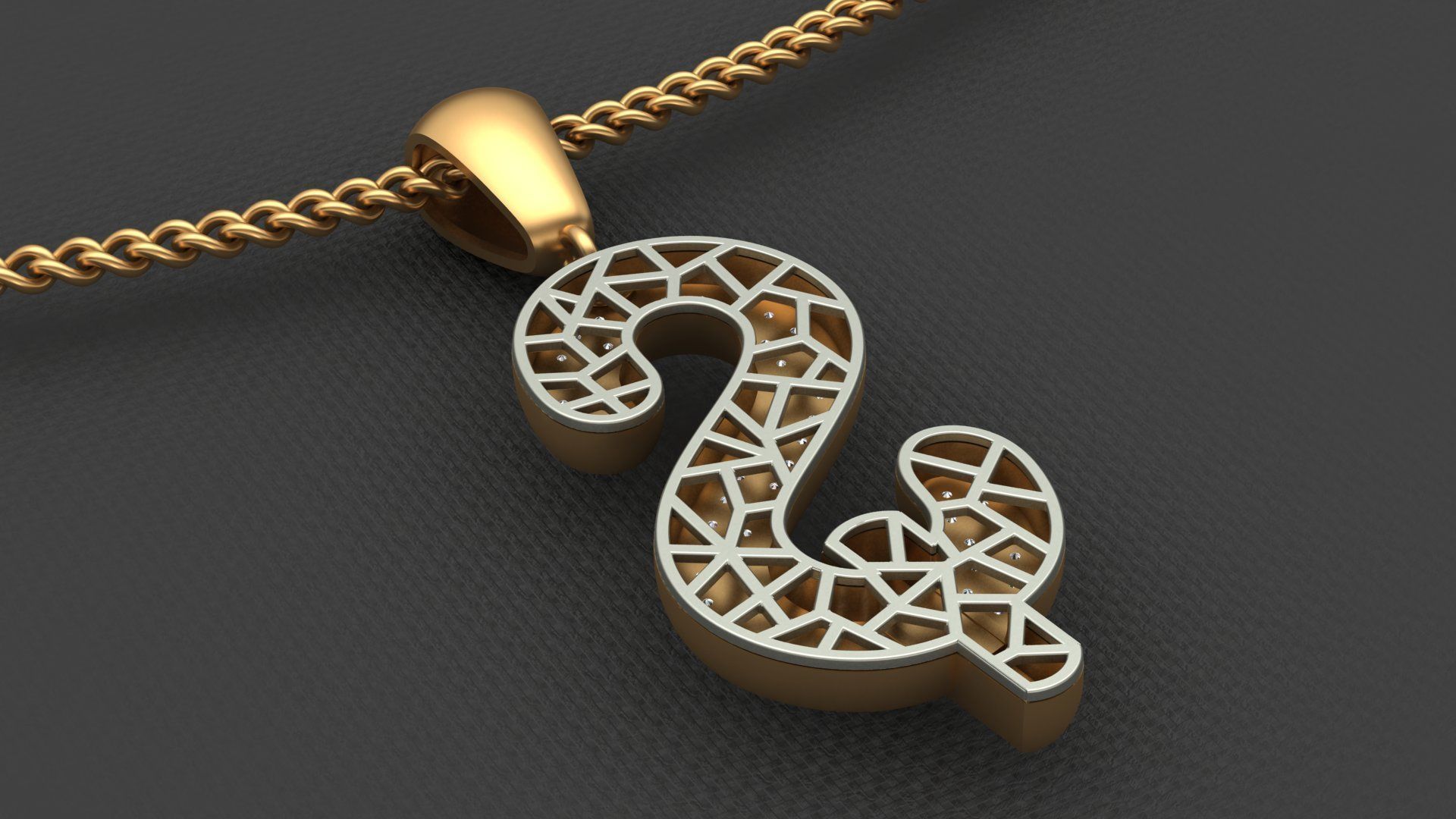 S LETTER PENDANT  3D print model_4