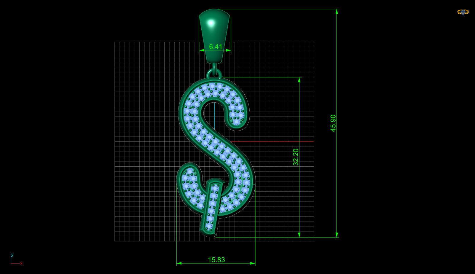 S LETTER PENDANT  3D print model_5