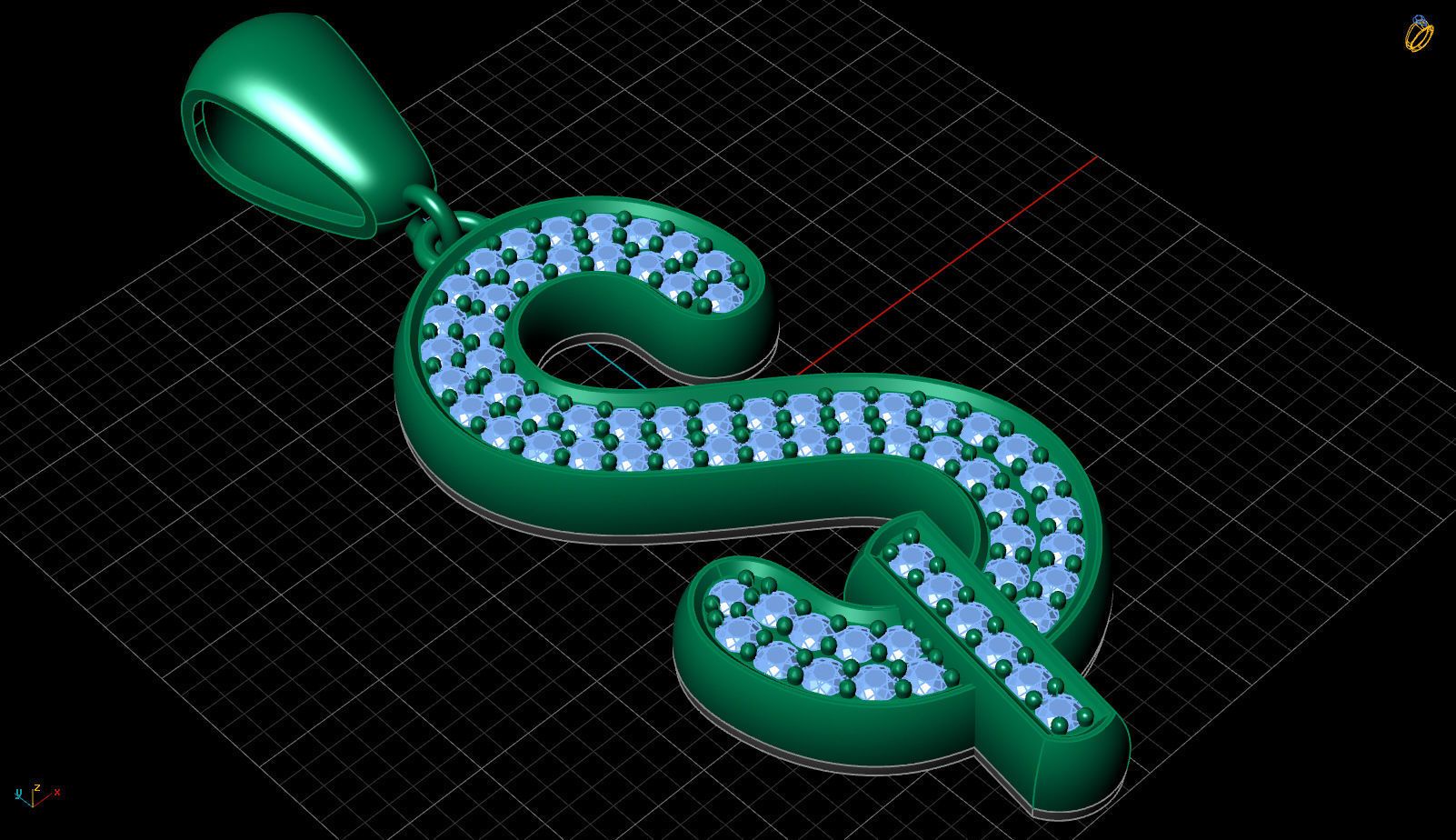 S LETTER PENDANT  3D print model_7