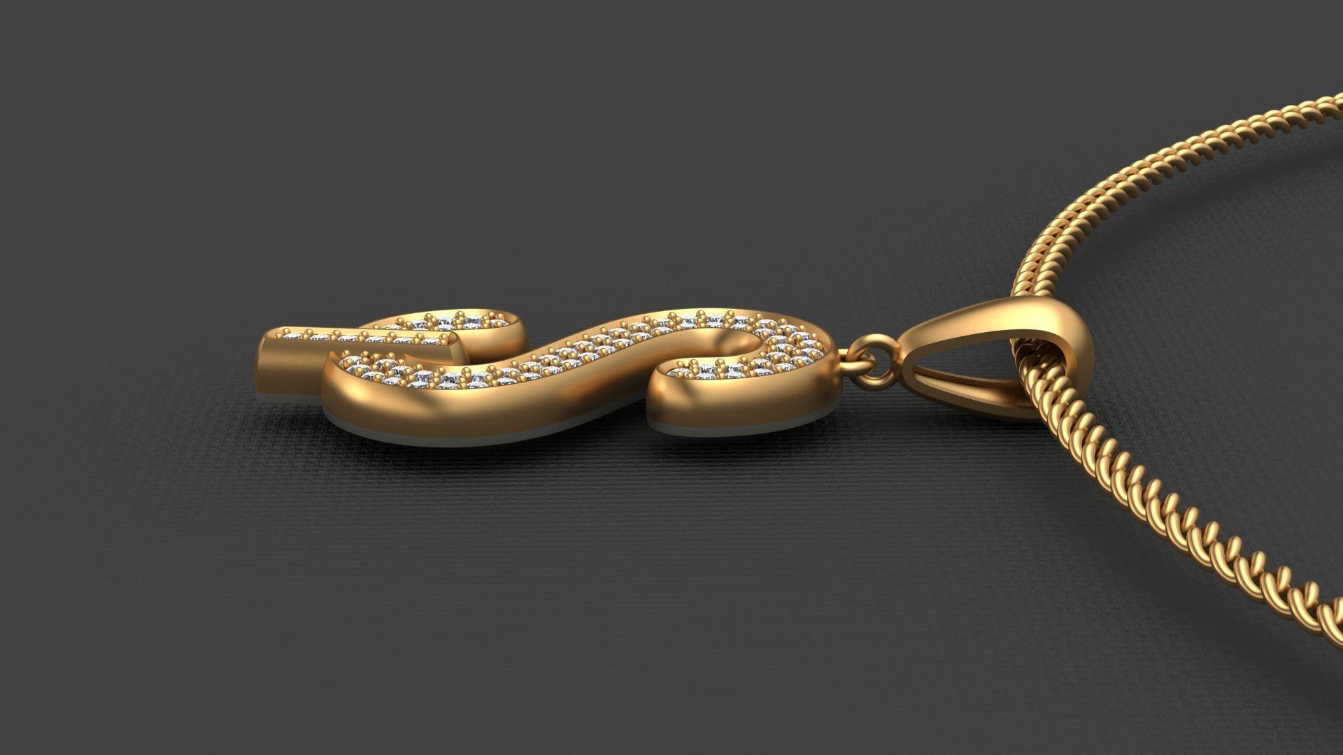 S LETTER PENDANT  3D print model_3