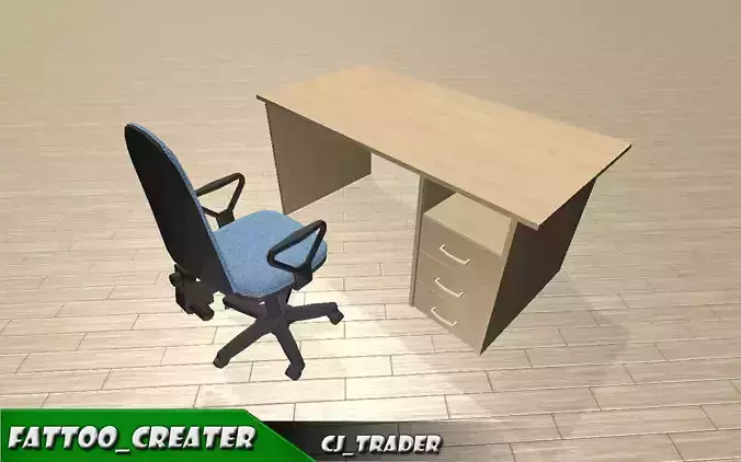 Low poly Office reception furniture 3D model