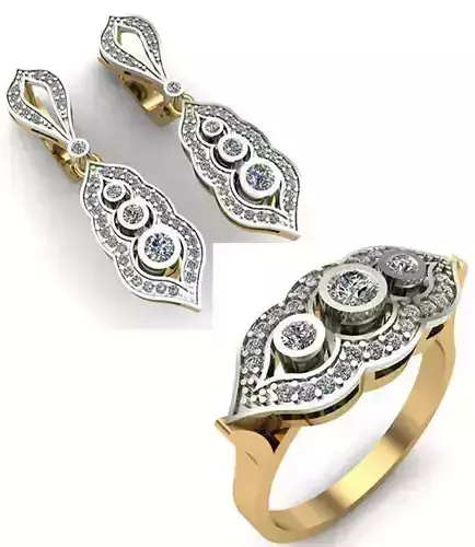 WOMAN SET RING AND EARRINGS