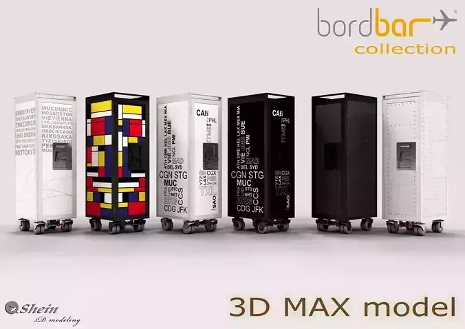 BORDBAR Trolleys Low-poly 3D model