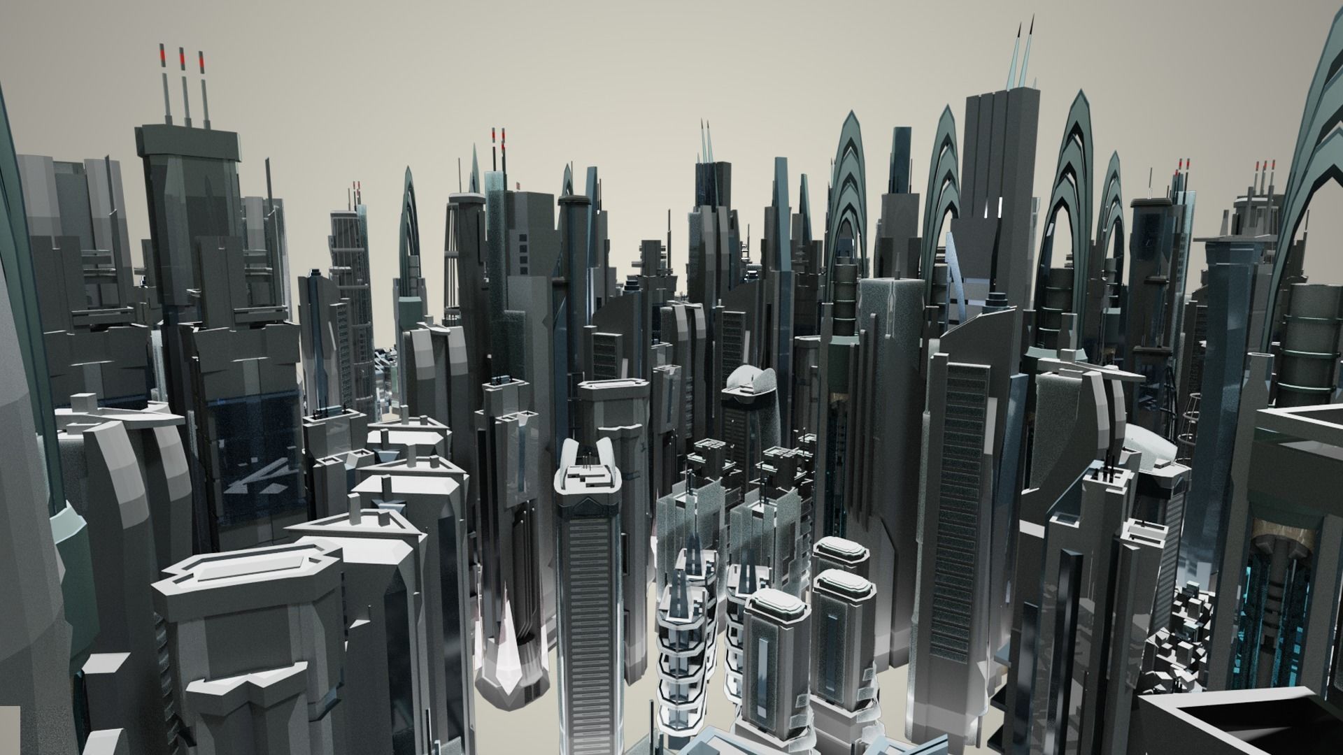 35 Futuristic Buildings VOL 1 Low-poly 3D model_6
