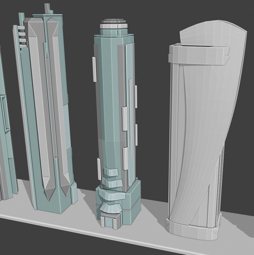 35 Futuristic Buildings VOL 1 Low-poly 3D model_9