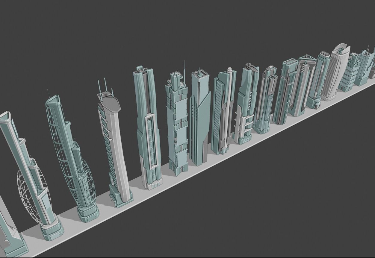 35 Futuristic Buildings VOL 1 Low-poly 3D model_19