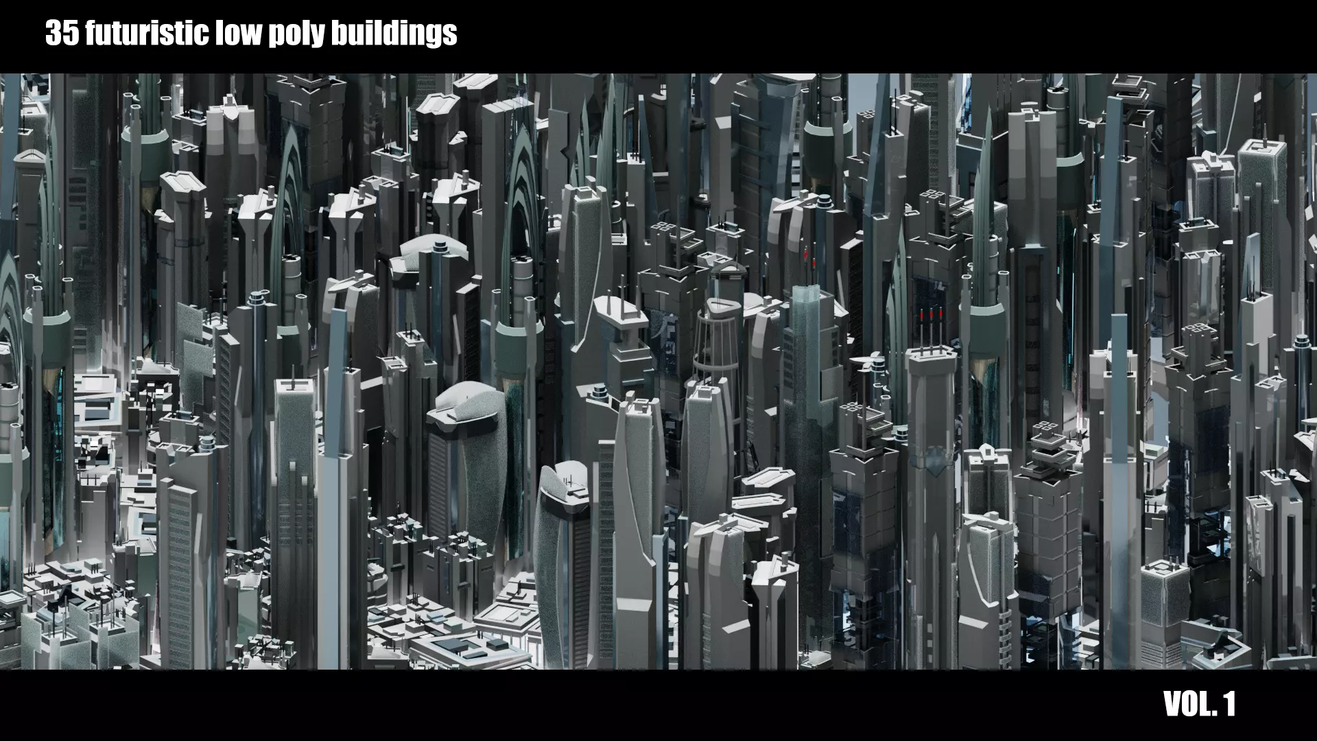 35 Futuristic Buildings VOL 1 Low-poly 3D model_0