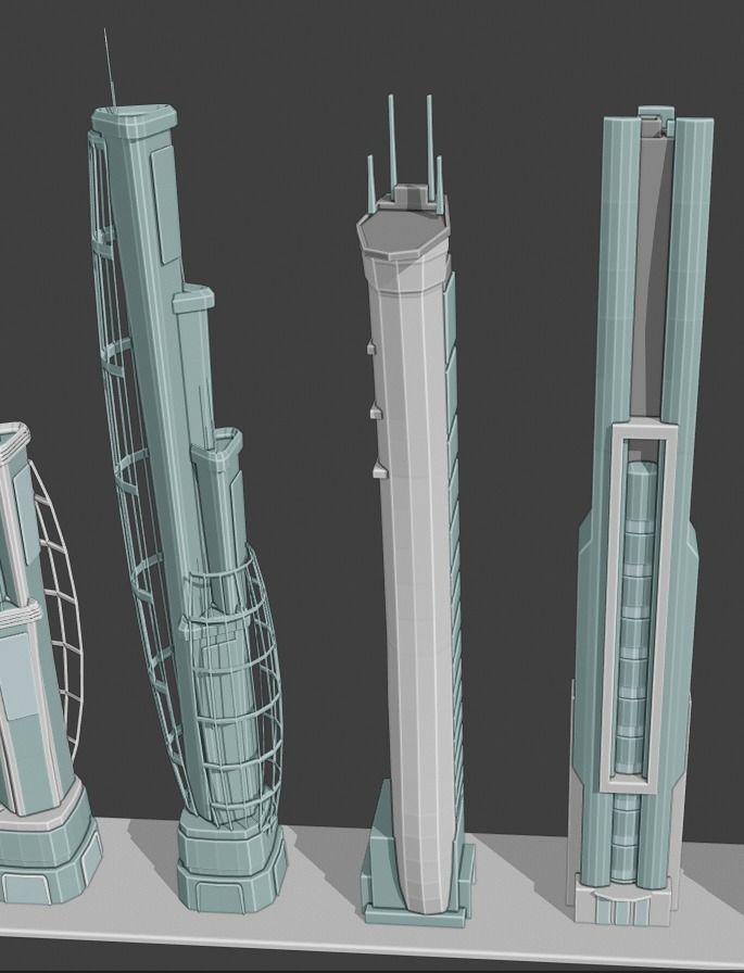 35 Futuristic Buildings VOL 1 Low-poly 3D model_12