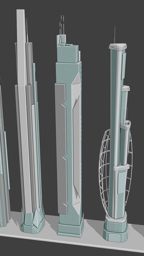 35 Futuristic Buildings VOL 1 Low-poly 3D model_13