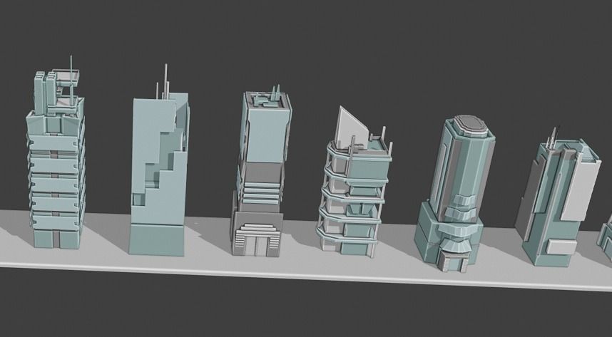 35 Futuristic Buildings VOL 1 Low-poly 3D model_16
