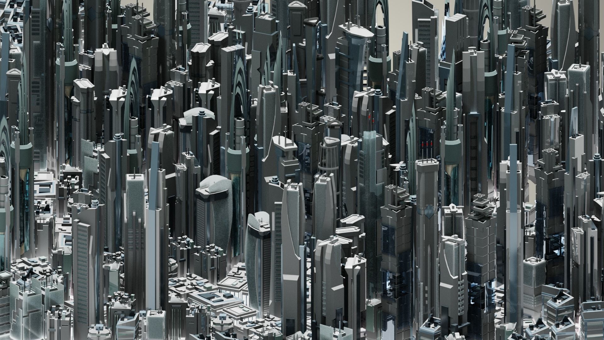 35 Futuristic Buildings VOL 1 Low-poly 3D model_1