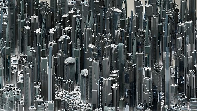 35 Futuristic Buildings VOL 1 Low-poly 3D model 6