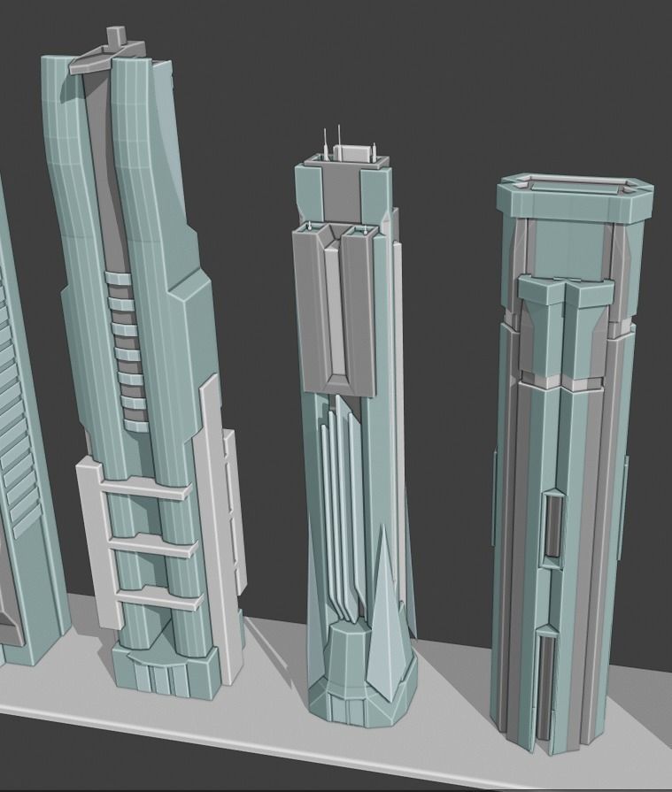 35 Futuristic Buildings VOL 1 Low-poly 3D model_8