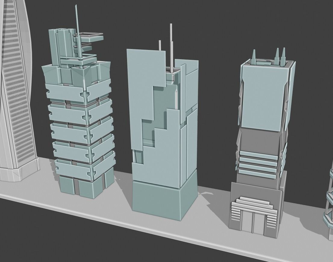 35 Futuristic Buildings VOL 1 Low-poly 3D model_10