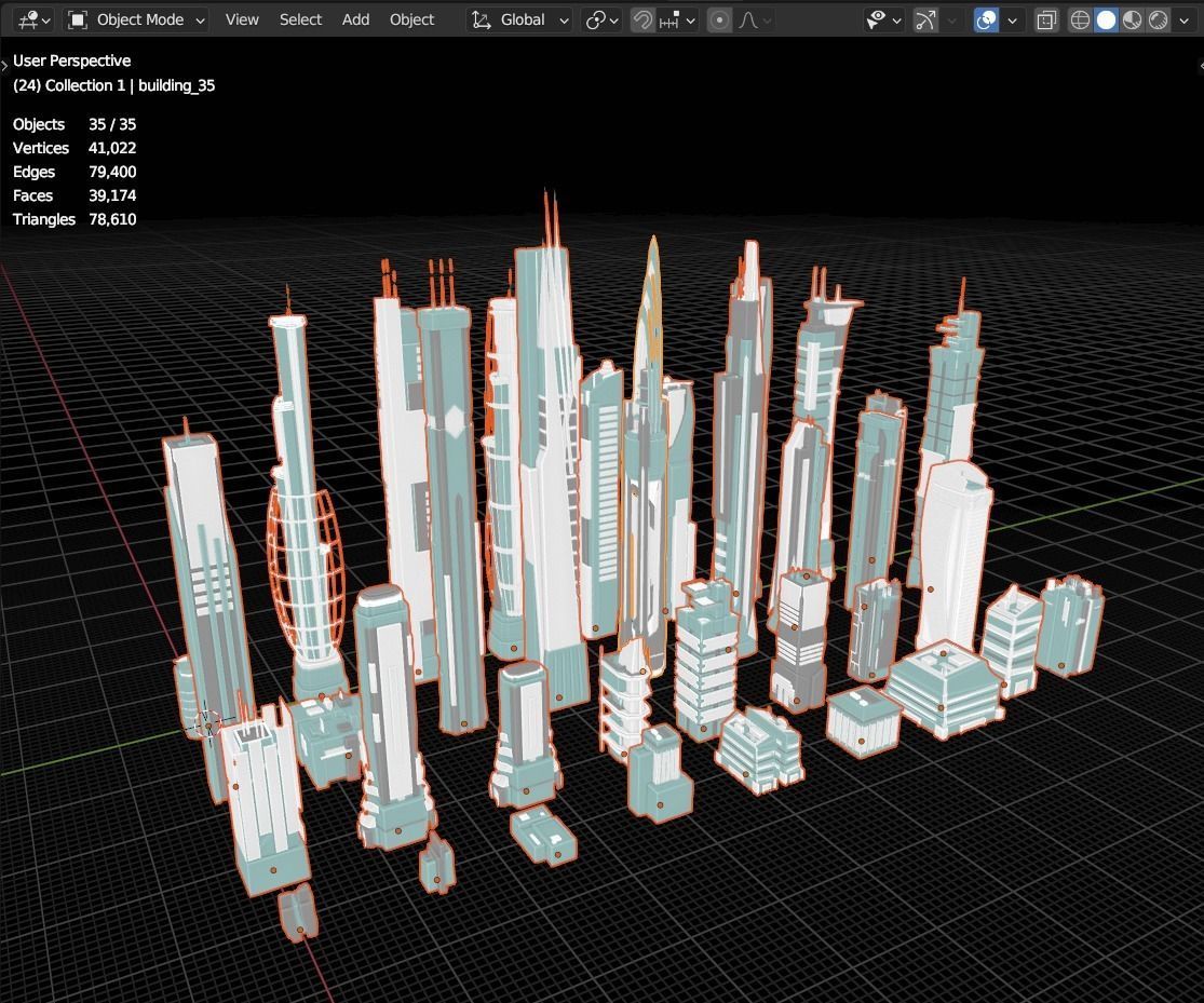 35 Futuristic Buildings VOL 1 Low-poly 3D model_59