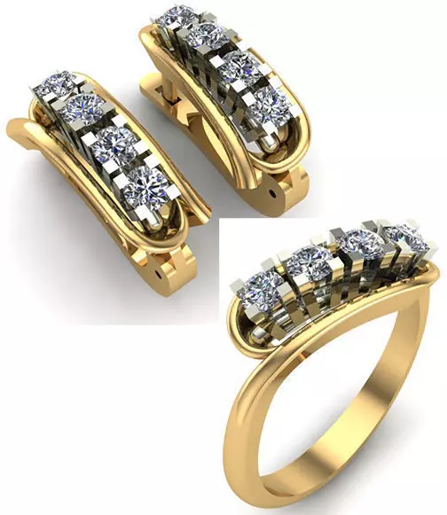 WOMAN SET RING AND EARRINGS 3D Model Collection_0