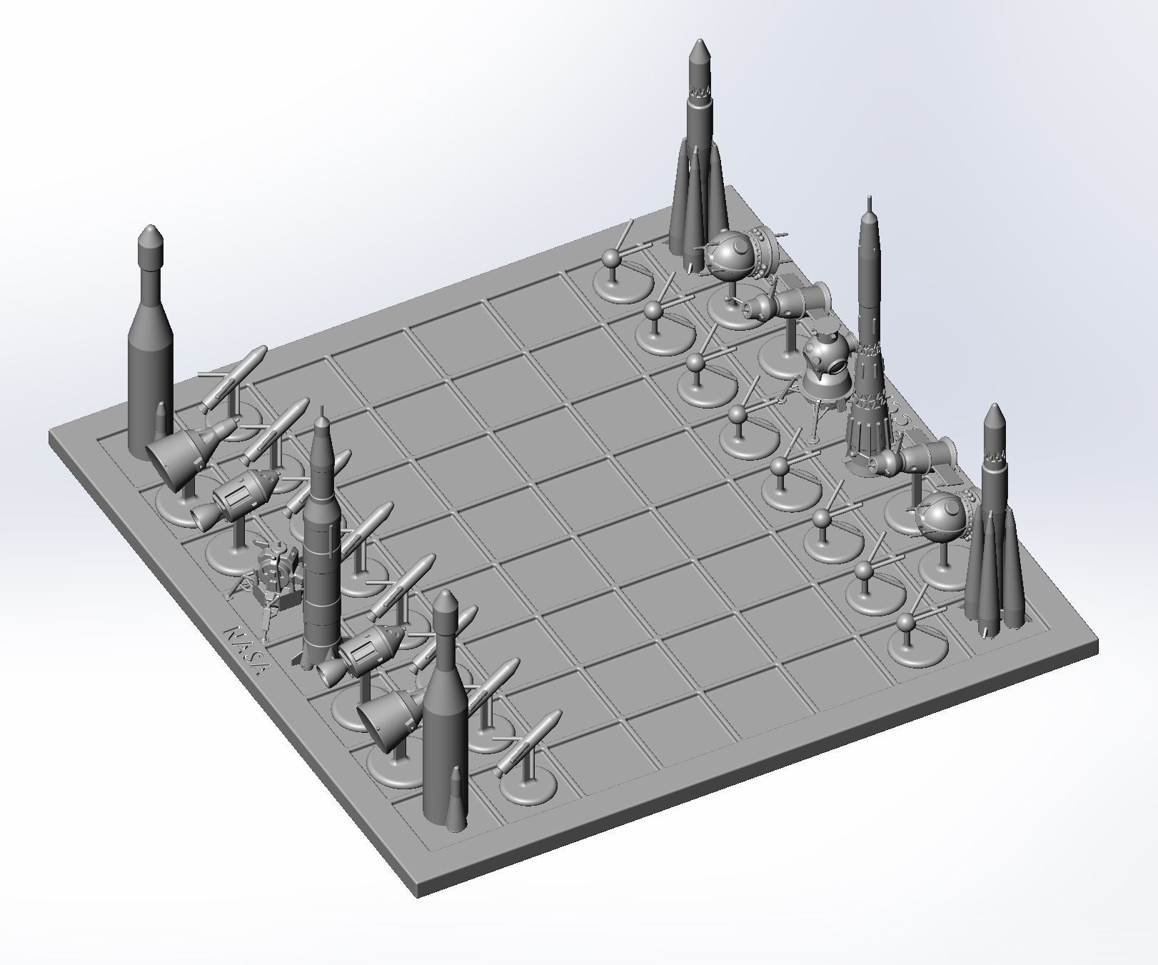 Space Race Themed Chess Set Game Pieces 3D print model_58