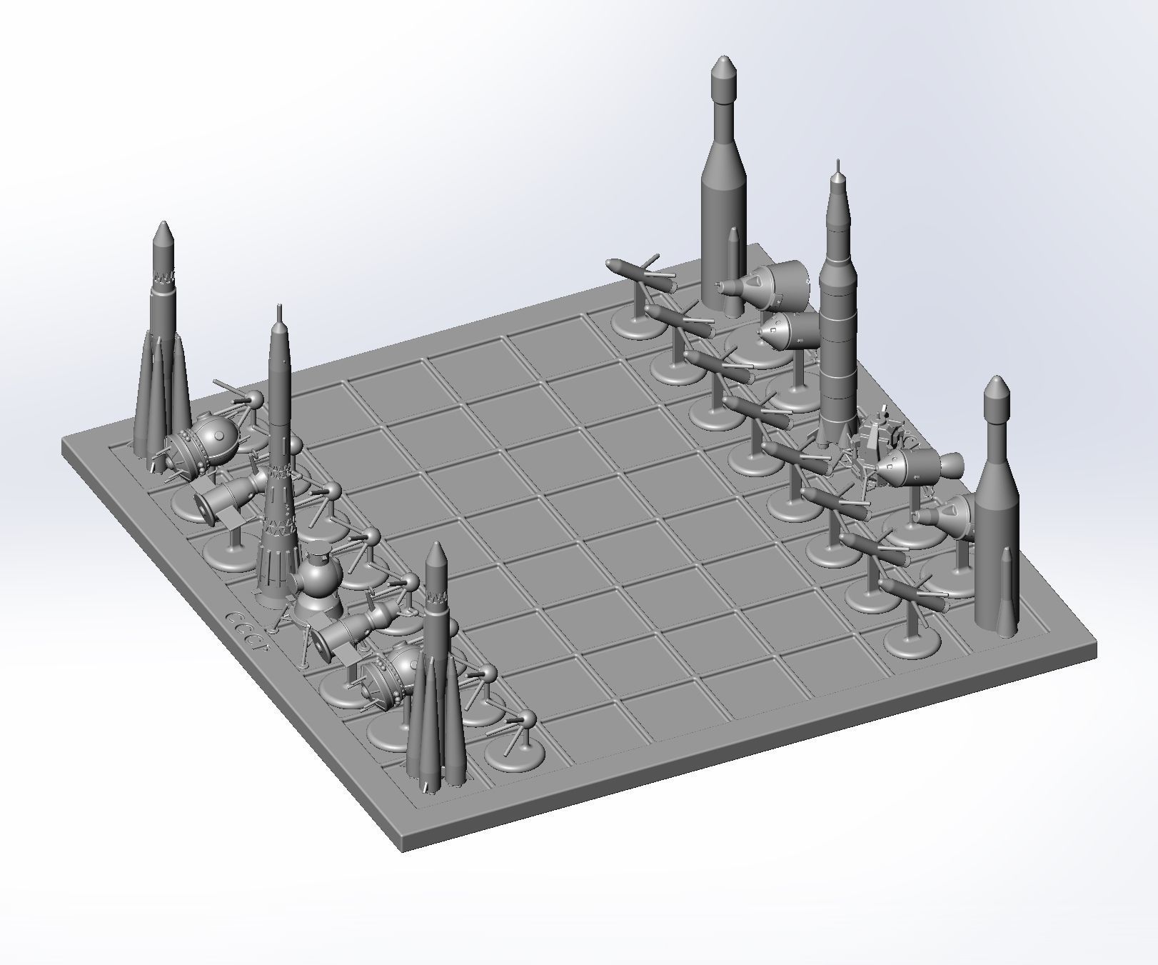 Space Race Themed Chess Set Game Pieces 3D print model_5