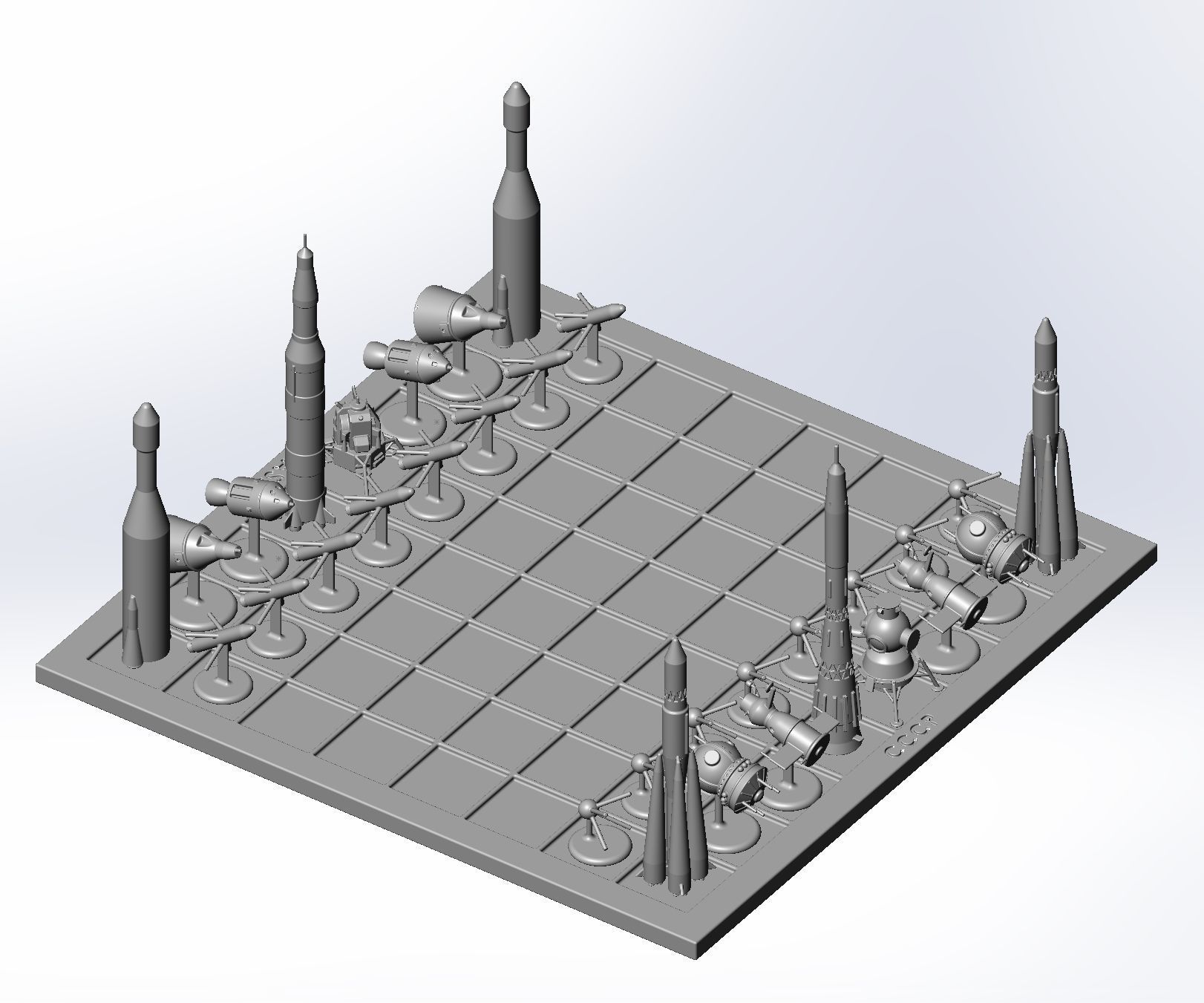 Space Race Themed Chess Set Game Pieces 3D print model_51