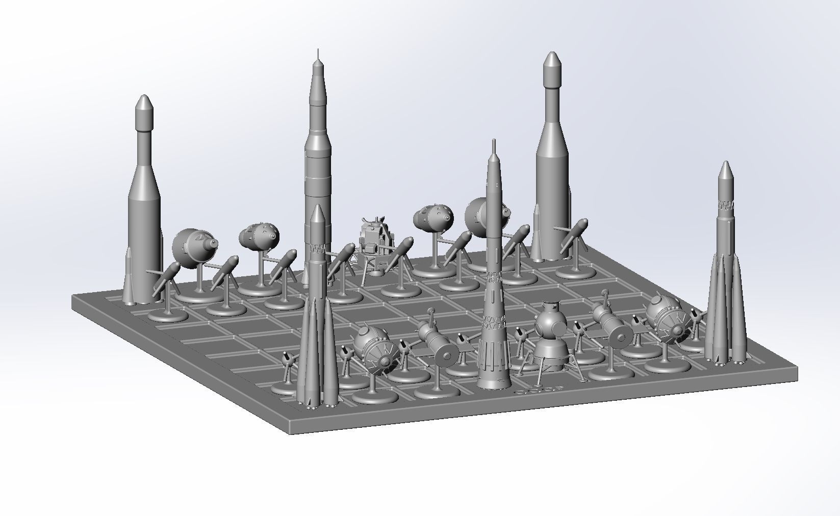 Space Race Themed Chess Set Game Pieces 3D print model_3