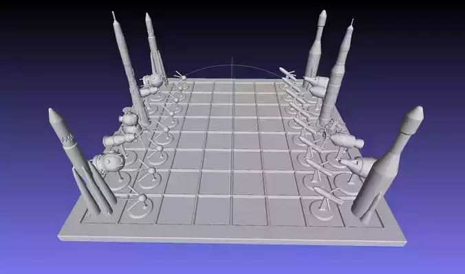 Space Race Themed Chess Set Game Pieces 3D print model