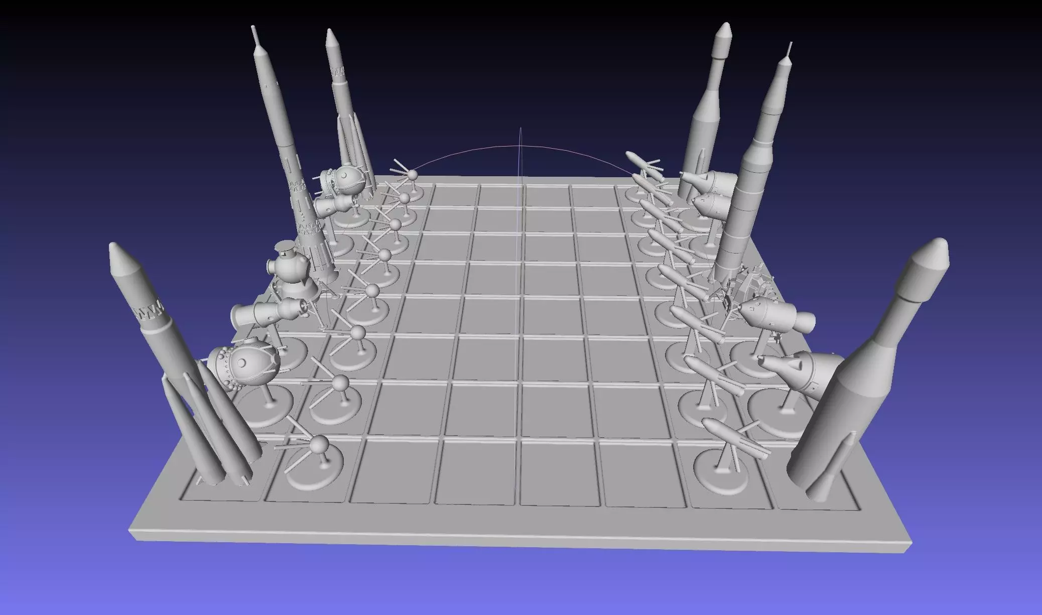 Space Race Themed Chess Set Game Pieces 3D print model_0