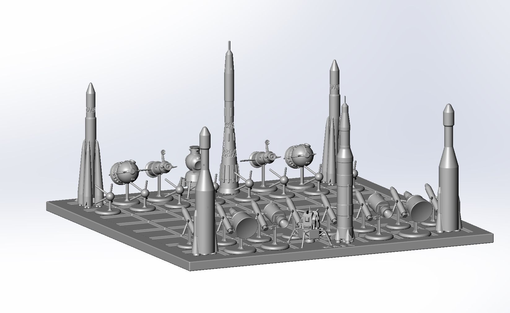 Space Race Themed Chess Set Game Pieces 3D print model_2